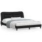 vidaXL Estructura de cama con cabecero cuero sintético negro 160x200cm vidaXL Estructura de cama con cabecero cuero sintético negro 160x200cm