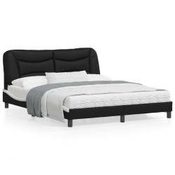 vidaXL Estructura cama cabecero cuero sintético negro blanco 160x200cm