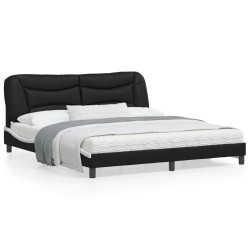 vidaXL Estructura de cama con cabecero cuero sintético negro y blanco