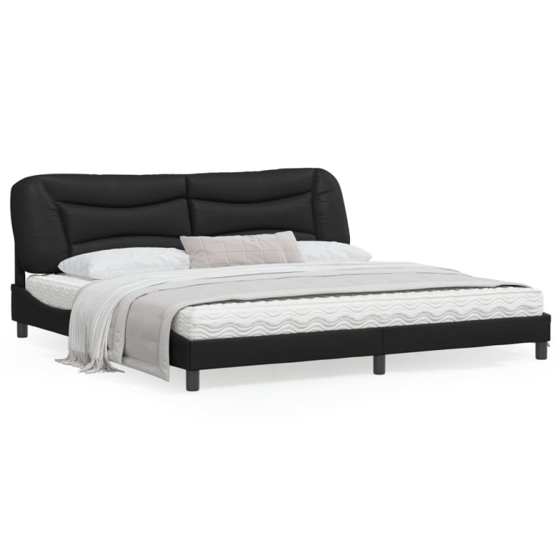 vidaXL Estructura de cama con cabecero cuero sintético negro 200x200cm vidaXL Estructura de cama con cabecero cuero sintético negro 200x200cm