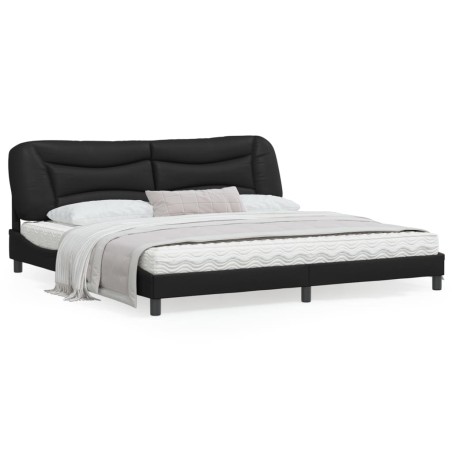 vidaXL Estructura de cama con cabecero cuero sintético negro 200x200cm