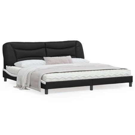 vidaXL Estructura de cama con cabecero cuero sintético negro y blanco