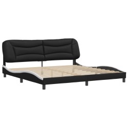 vidaXL Estructura de cama con cabecero cuero sintético negro y blanco