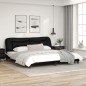 vidaXL Estructura de cama con cabecero cuero sintético negro y blanco vidaXL Estructura de cama con cabecero cuero sintético negro y blanco