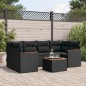 vidaXL Set de comedor de jardín 7 pzas y cojines ratán sintético negro vidaXL Set de comedor de jardín 7 pzas y cojines ratán sintético negro