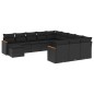 vidaXL Set de sofás de jardín 12 piezas cojines ratán sintético negro vidaXL Set de sofás de jardín 12 piezas cojines ratán sintético negro