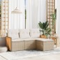 vidaXL Juego de sofás jardín con cojines 4 pzas ratán sintético beige vidaXL Juego de sofás jardín con cojines 4 pzas ratán sintético beige