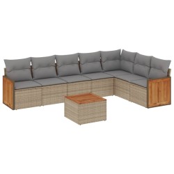 vidaXL Juego de sofás de jardín con cojines beige 8 pzas ratán PE