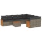 vidaXL Set de sofás de jardín 10 pzas con cojines ratán sintético gris vidaXL Set de sofás de jardín 10 pzas con cojines ratán sintético gris