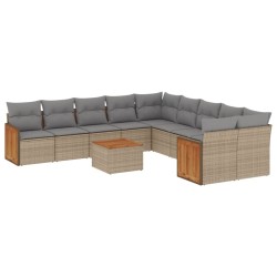 vidaXL Set de sofás de jardín 11pzas con cojines ratán sintético beige