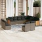 vidaXL Set de sofás de jardín 12 pzas con cojines ratán sintético gris vidaXL Set de sofás de jardín 12 pzas con cojines ratán sintético gris