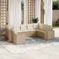 vidaXL Set de sofás de jardín 9 pzas con cojines ratán sintético beige vidaXL Set de sofás de jardín 9 pzas con cojines ratán sintético beige