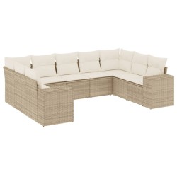 vidaXL Set de sofás de jardín 9 pzas con cojines ratán sintético beige