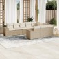 vidaXL Juego de sofás jardín con cojines beige 10 pzas ratán sintético