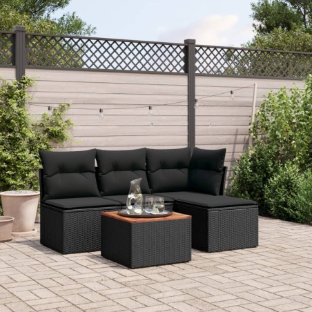 vidaXL Set de muebles de jardín 5 pzas y cojines ratán sintético negro