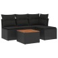 vidaXL Set de muebles de jardín 5 pzas y cojines ratán sintético negro vidaXL Set de muebles de jardín 5 pzas y cojines ratán sintético negro
