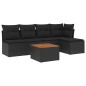 vidaXL Set de sofás de jardín 6 piezas y cojines ratán sintético negro vidaXL Set de sofás de jardín 6 piezas y cojines ratán sintético negro