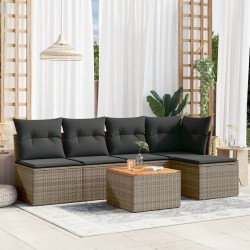 vidaXL Set de muebles de jardín 6 pzas y cojines ratán sintético gris