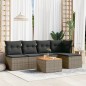 vidaXL Set de muebles de jardín 6 pzas y cojines ratán sintético gris vidaXL Set de muebles de jardín 6 pzas y cojines ratán sintético gris