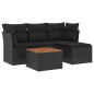 vidaXL Set de muebles de jardín 5 pzas y cojines ratán sintético negro
