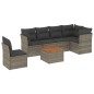vidaXL Set de sofás de jardín 7 piezas con cojines ratán PE gris vidaXL Set de sofás de jardín 7 piezas con cojines ratán PE gris