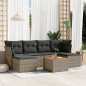 vidaXL Set de sofás de jardín 7 piezas con cojines ratán PE gris vidaXL Set de sofás de jardín 7 piezas con cojines ratán PE gris