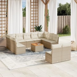 vidaXL Set de sofás de jardín 12 pzas y cojines ratán sintético marrón