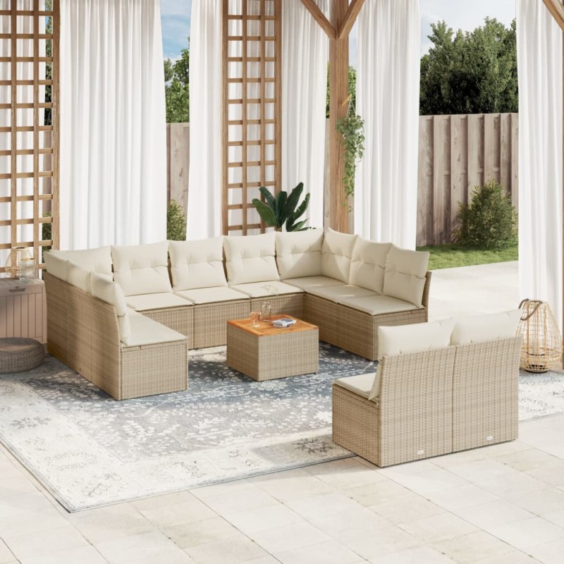 vidaXL Set de sofás de jardín 12 pzas y cojines ratán sintético marrón vidaXL Set de sofás de jardín 12 pzas y cojines ratán sintético marrón