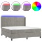 vidaXL Cama box spring colchón y LED terciopelo gris claro 160x200 cm vidaXL Cama box spring colchón y LED terciopelo gris claro 160x200 cm