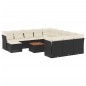 vidaXL Set de sofás de jardín y cojines 13 pzas ratán sintético negro vidaXL Set de sofás de jardín y cojines 13 pzas ratán sintético negro