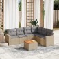 vidaXL Juego de sofás jardín con cojines beige mezcla 7 pzas ratán PE vidaXL Juego de sofás jardín con cojines beige mezcla 7 pzas ratán PE