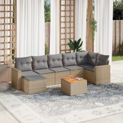 vidaXL Juego de sofás jardín con cojines beige mezcla 8 pzas ratán PE