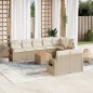 vidaXL Set de sofás de jardín 9 pzas con cojines ratán sintético beige vidaXL Set de sofás de jardín 9 pzas con cojines ratán sintético beige