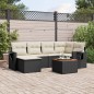 vidaXL Set de comedor de jardín 7 pzas y cojines ratán sintético negro