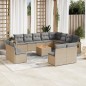 vidaXL Juego de sofás jardín con cojines beige mezcla 13 pzas ratán PE vidaXL Juego de sofás jardín con cojines beige mezcla 13 pzas ratán PE