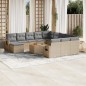 vidaXL Juego de sofás jardín con cojines beige mezcla 13 pzas ratán PE vidaXL Juego de sofás jardín con cojines beige mezcla 13 pzas ratán PE
