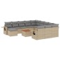 vidaXL Juego de sofás jardín con cojines beige mezcla 13 pzas ratán PE vidaXL Juego de sofás jardín con cojines beige mezcla 13 pzas ratán PE