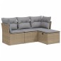 vidaXL Juego de sofás jardín con cojines beige mezcla 4 pzas ratán PE vidaXL Juego de sofás jardín con cojines beige mezcla 4 pzas ratán PE