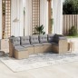 vidaXL Juego de sofás jardín con cojines beige mezcla 7 pzas ratán PE vidaXL Juego de sofás jardín con cojines beige mezcla 7 pzas ratán PE