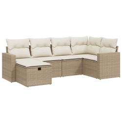 vidaXL Juego de sofás jardín con cojines 6 pzas ratán sintético beige