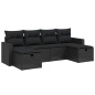vidaXL Set de sofás de jardín 6 piezas y cojines ratán sintético negro vidaXL Set de sofás de jardín 6 piezas y cojines ratán sintético negro