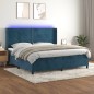 vidaXL Cama box spring colchón y LED terciopelo azul oscuro 200x200 cm vidaXL Cama box spring colchón y LED terciopelo azul oscuro 200x200 cm