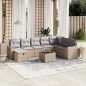 vidaXL Juego de sofás jardín con cojines beige mezcla 9 pzas ratán PE vidaXL Juego de sofás jardín con cojines beige mezcla 9 pzas ratán PE