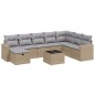 vidaXL Juego de sofás jardín con cojines beige mezcla 9 pzas ratán PE vidaXL Juego de sofás jardín con cojines beige mezcla 9 pzas ratán PE
