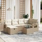 vidaXL Set sofás de jardín 7 piezas y cojines ratán sintético beige vidaXL Set sofás de jardín 7 piezas y cojines ratán sintético beige