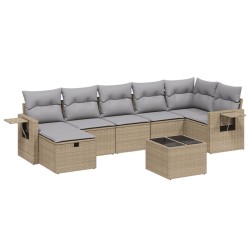 vidaXL Juego de sofás jardín con cojines beige mezcla 8 pzas ratán PE