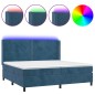 vidaXL Cama box spring colchón y LED terciopelo azul oscuro 200x200 cm vidaXL Cama box spring colchón y LED terciopelo azul oscuro 200x200 cm