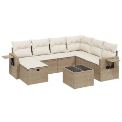 vidaXL Juego de sofás de jardín con cojines beige 8 pzas ratán PE