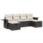 vidaXL Set de sofás de jardín 6 piezas y cojines ratán sintético negro vidaXL Set de sofás de jardín 6 piezas y cojines ratán sintético negro