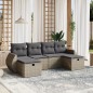 vidaXL Set de muebles de jardín 6 pzas y cojines ratán sintético gris vidaXL Set de muebles de jardín 6 pzas y cojines ratán sintético gris